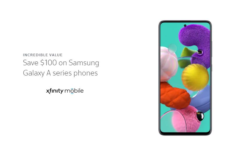 Xfinity Mobile $100 Off Samsung Galaxy A Series Phone Promo