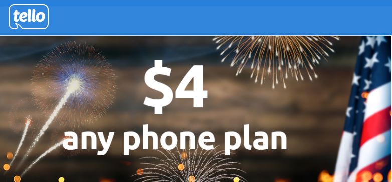 Tello's 4th Of July SALE-A-Bration Offer Is 4 For Any Phone Plan