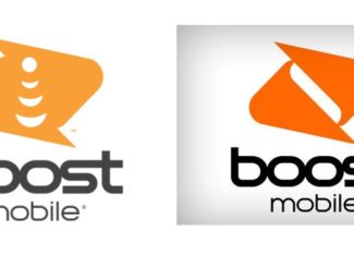 Boost Mobile's Updated Logo Under DISH Ownership (Updated Logo On Left, Old On Right)