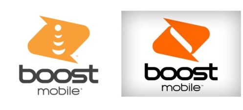 Boost Mobile's Updated Logo Under DISH Ownership (Updated Logo On Left, Old On Right)