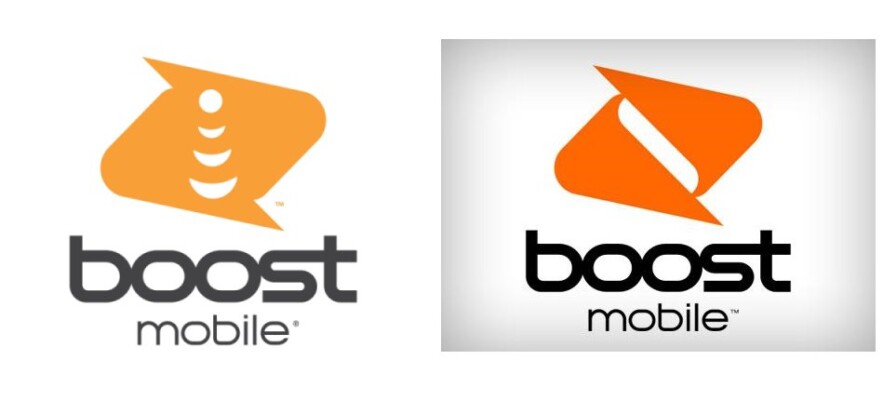 Boost Mobile's Updated Logo Under DISH Ownership (Updated Logo On Left, Old On Right)