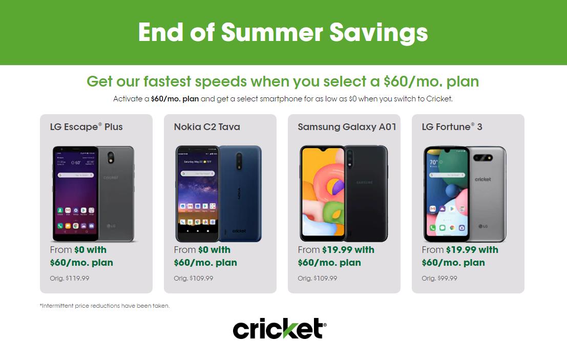 Cricket Wireless End Of Summer 2020 Savings Promos