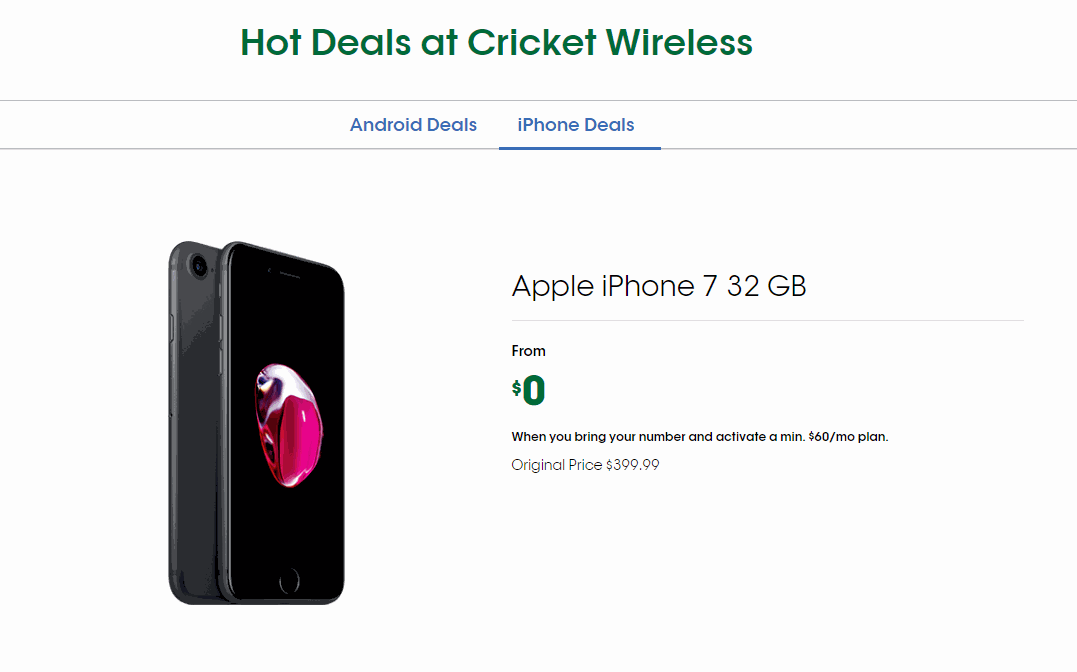 Cricket's Latest "Hot Deals" Include Free iPhone 7 Offer
