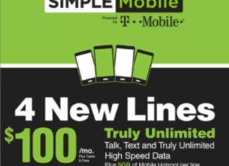 Simple Mobile Offers 4 Unlimited Lines For $100