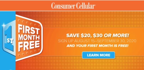 Consumer Cellular Aug-Sept 2020 One Month Free Promo