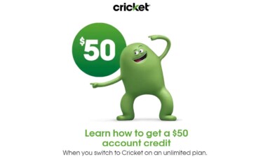 Cricket Wireless $50 Switcher Account Credit Offer