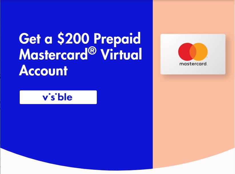 Visible's $200 Prepaid Mastercard Virtual Account Offer