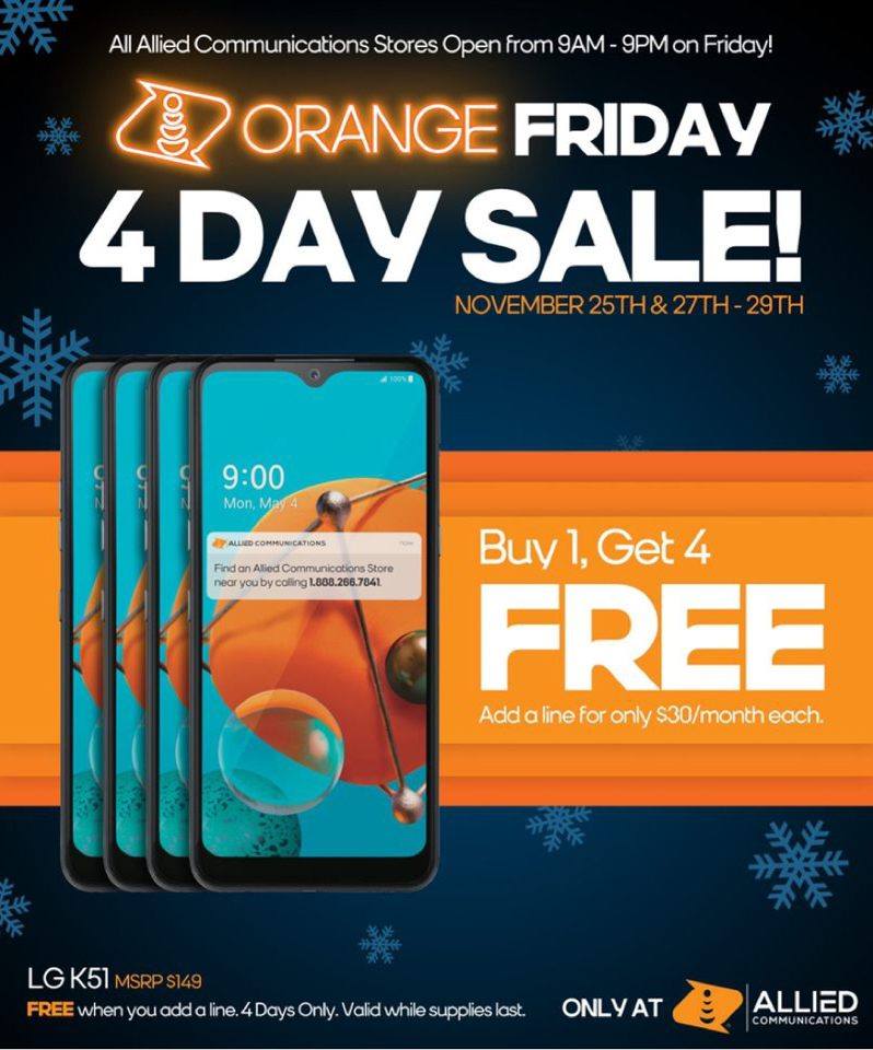 Boost Mobile's Orange Friday Deals Include Buy 1 Get 4 Free Phones, New - Will There Be More Deals On Black Friday For Phones
