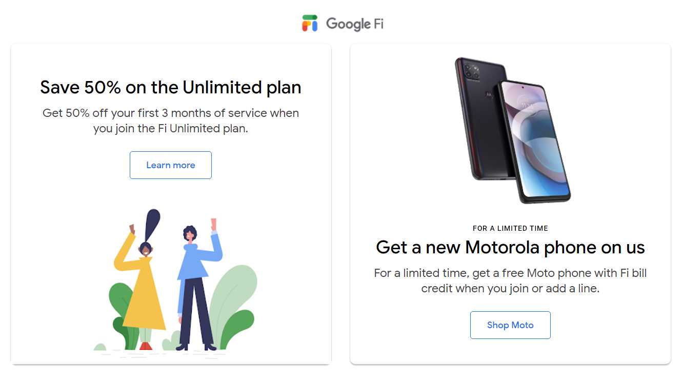 Google Fi 50% Off And Free Motorola Phone Offers