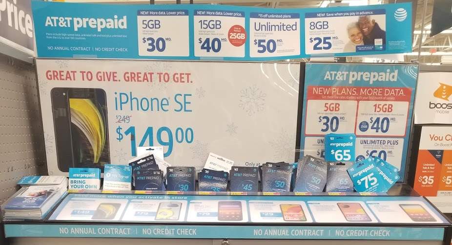 $25/Month AT&T Prepaid Annual Plan On Display At BestMVNO Local Walmart