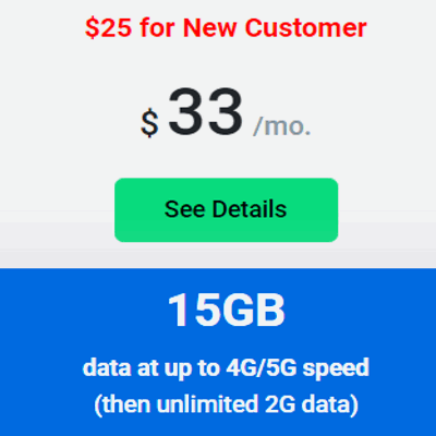 Lycamobile 15GB For $25
