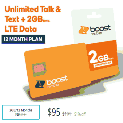 Boost Mobile 51 Percent Off Annual Plan