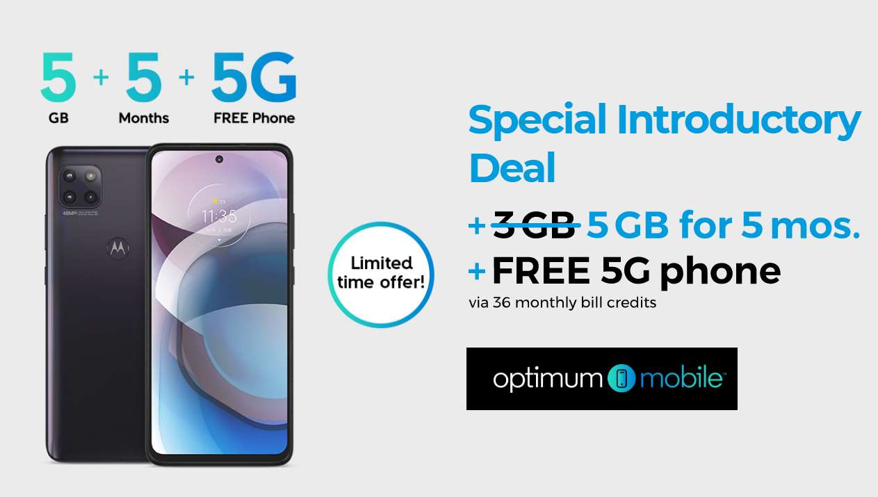 Optimum Mobile Bonus Data Free Moto One 5G Ace Offers