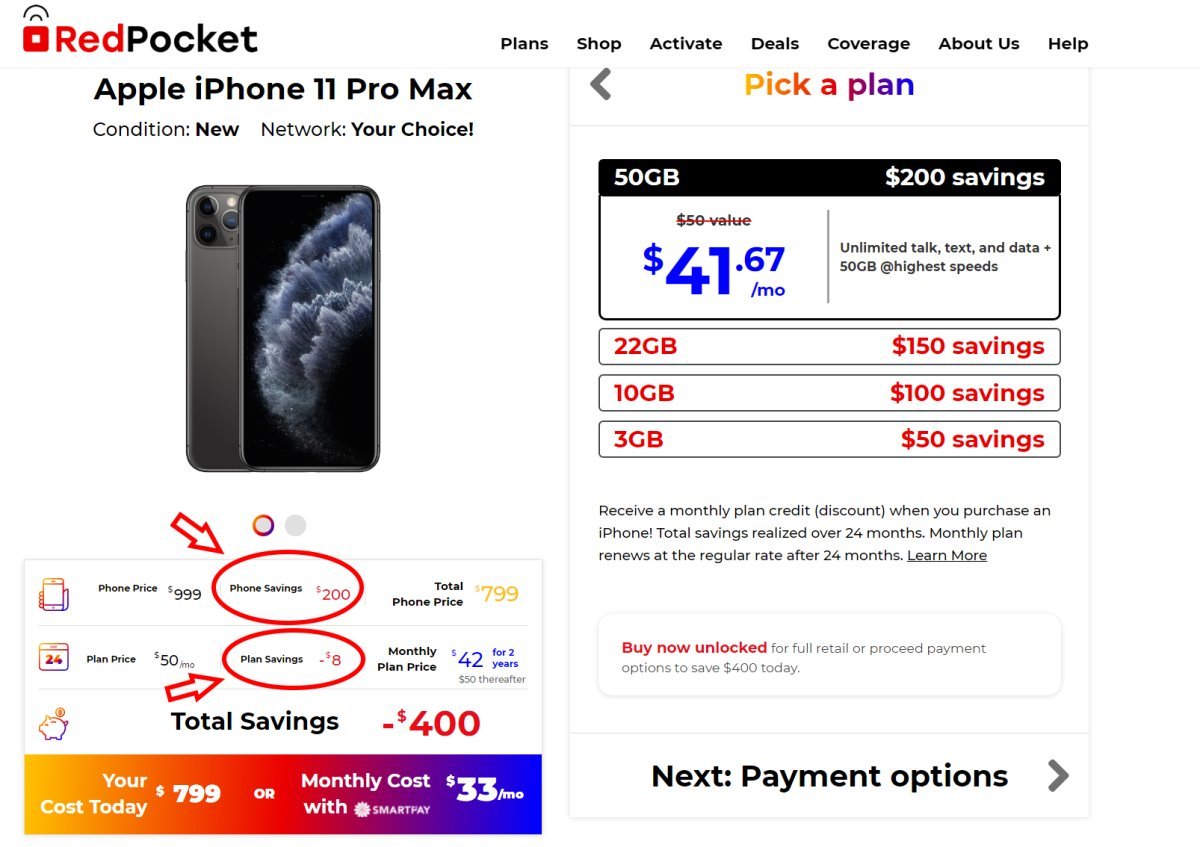 Red Pocket Mobile iPhone 11 Pro Max Phone And Plan Discounts
