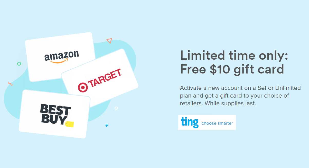 Ting Mobile New Line $10 Gift Card Offer