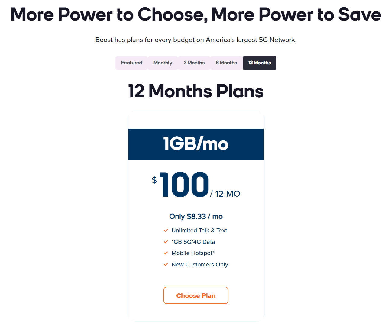 Boost Mobile 12 Month Carrier Crusher Plan