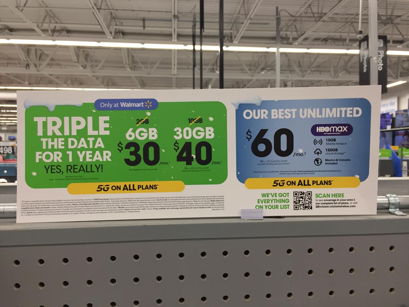 Cricket Wireless Triple Data Offer Observed On Display At A Walmart By Wave7 Research