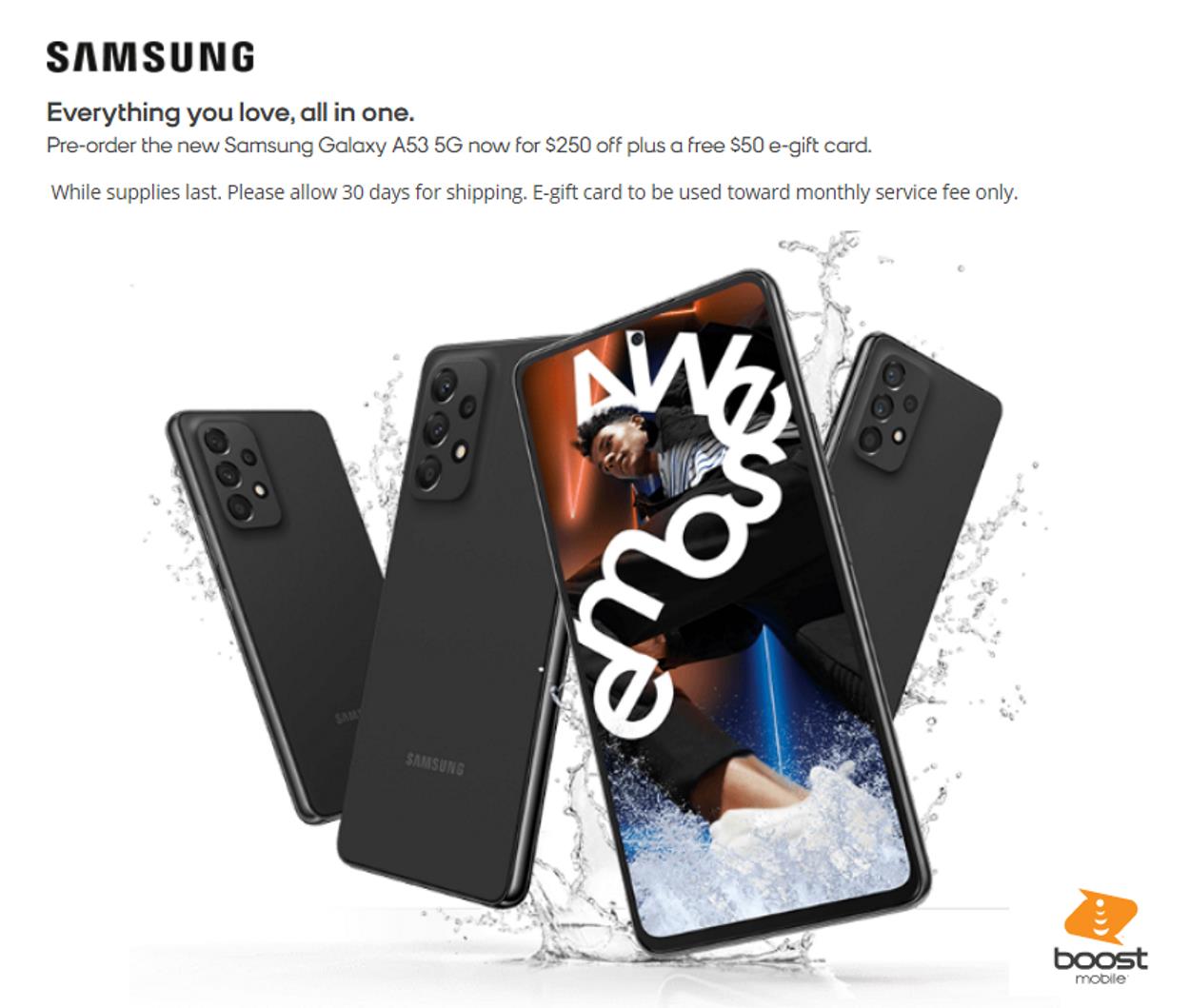 Boost Mobile Save $250 Samsung Galaxy A53 5G