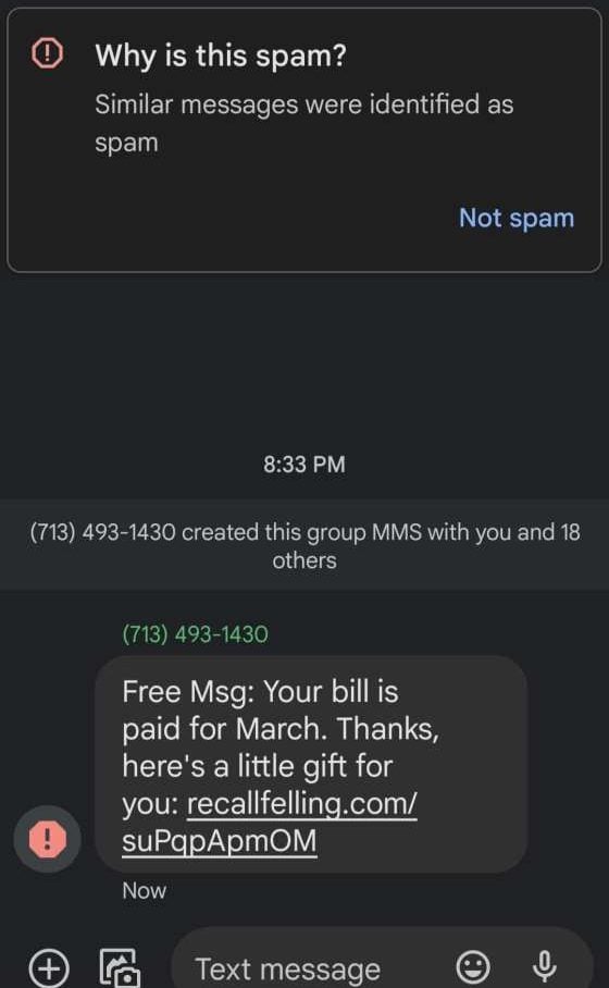 T-Mobile Text Message Spam