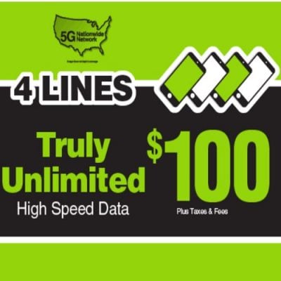Simple Mobile 4 Lines For $100