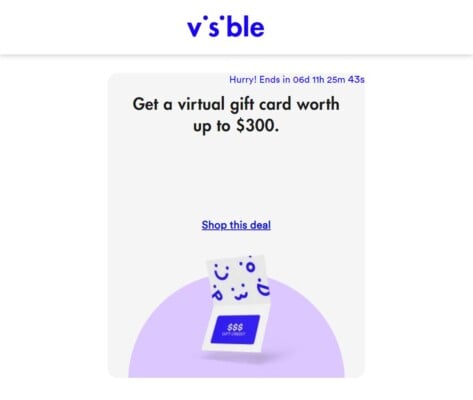 Visible $300 Gift Card Offer With Device Purchase