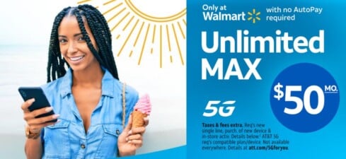 ATT Prepaid $50 Unlimited Max Walmart No AutoPay Required