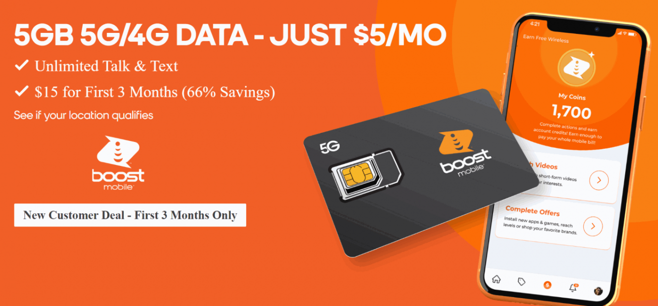 Boost Mobile Offering 5GB For $5/Month For 3-Months