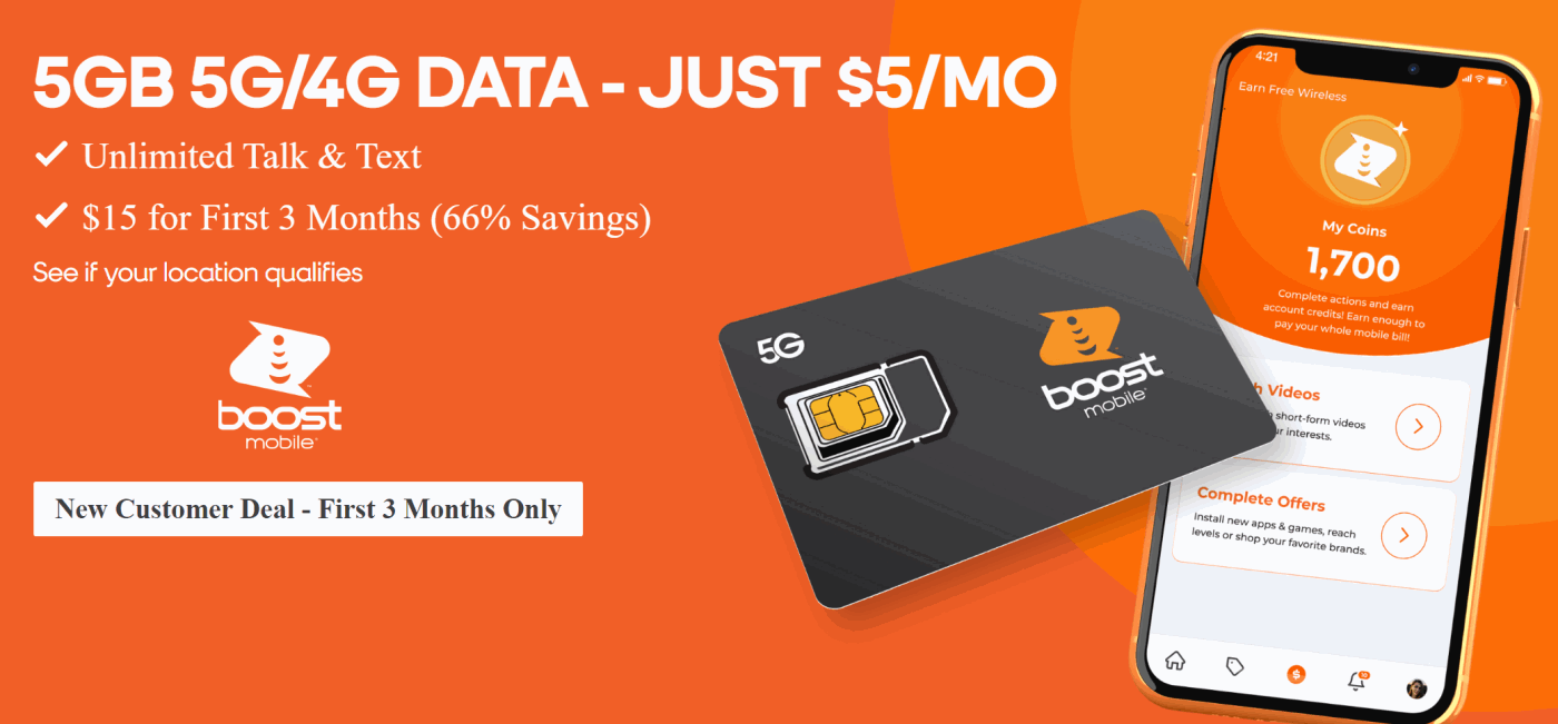 Boost Mobile 5GB $5/Month