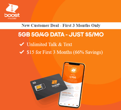 Boost Mobile Three Months 5GB $5/mo