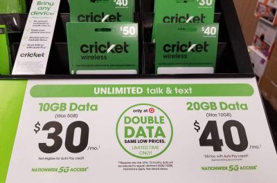 Cricket Wireless Double Data Offer At Target (Photo Taken By BestMVNO.com At Local Area Target)