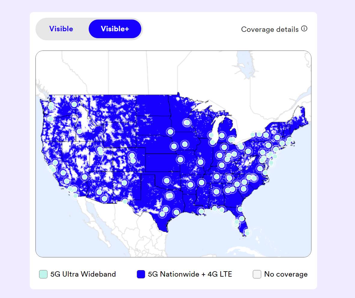 Visible Coverage Map Comparing Difference Between Its Two Unlimited Plans