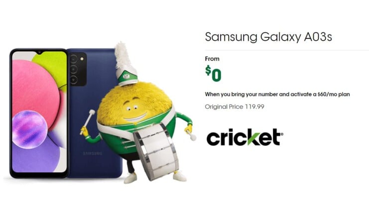 Cricket Wireless Fall 2022 Deal Free Samsung Galaxy A03s