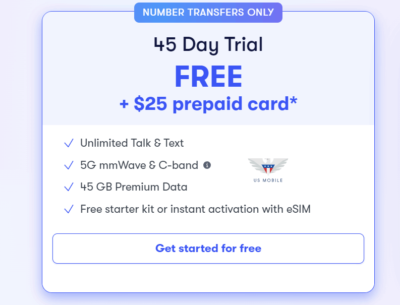 US Mobile Free 45 Day eSIM Trial Warp 5G
