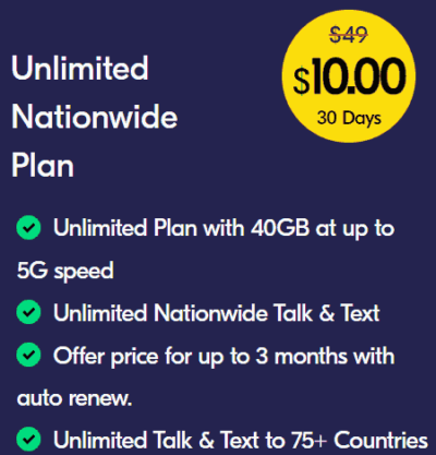 Lycamobile 40GB For $10