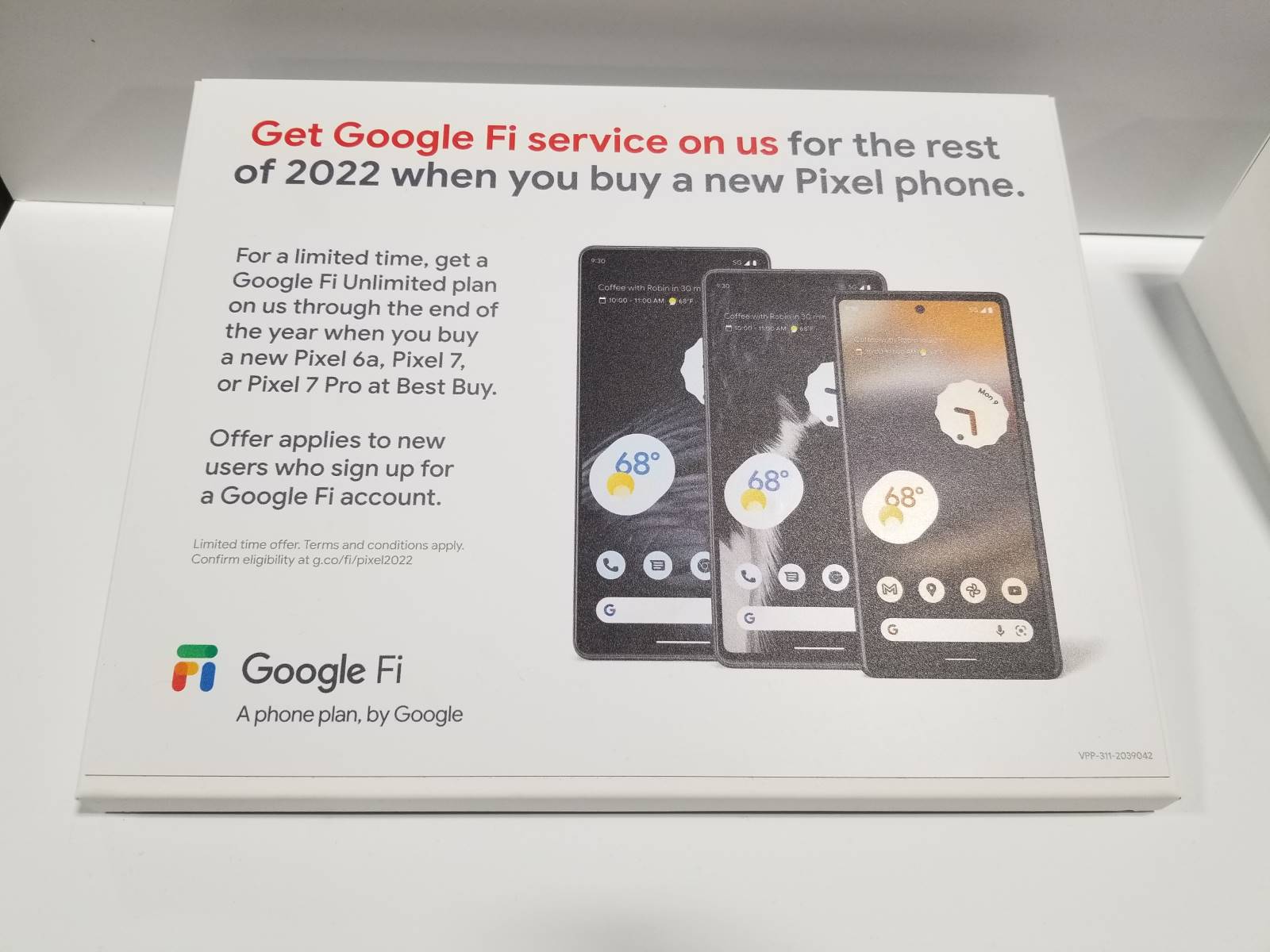 In-Store Best Buy Display Highlighting Free Google Fi Service With Purchase Of A Google Pixel