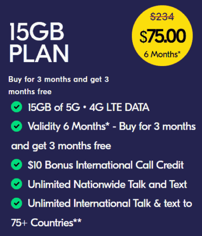 Lycamobile Buy Three Months Get Three Free 15GB For $75