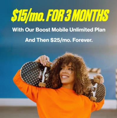 Boost Mobile three months $15/month