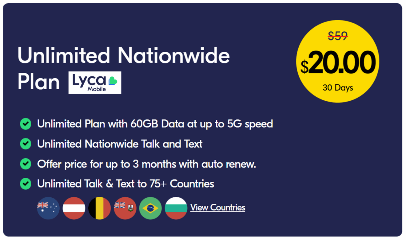 Lycamobile Brings Back Black Friday '22 Deals Including 60GB For 20/Month