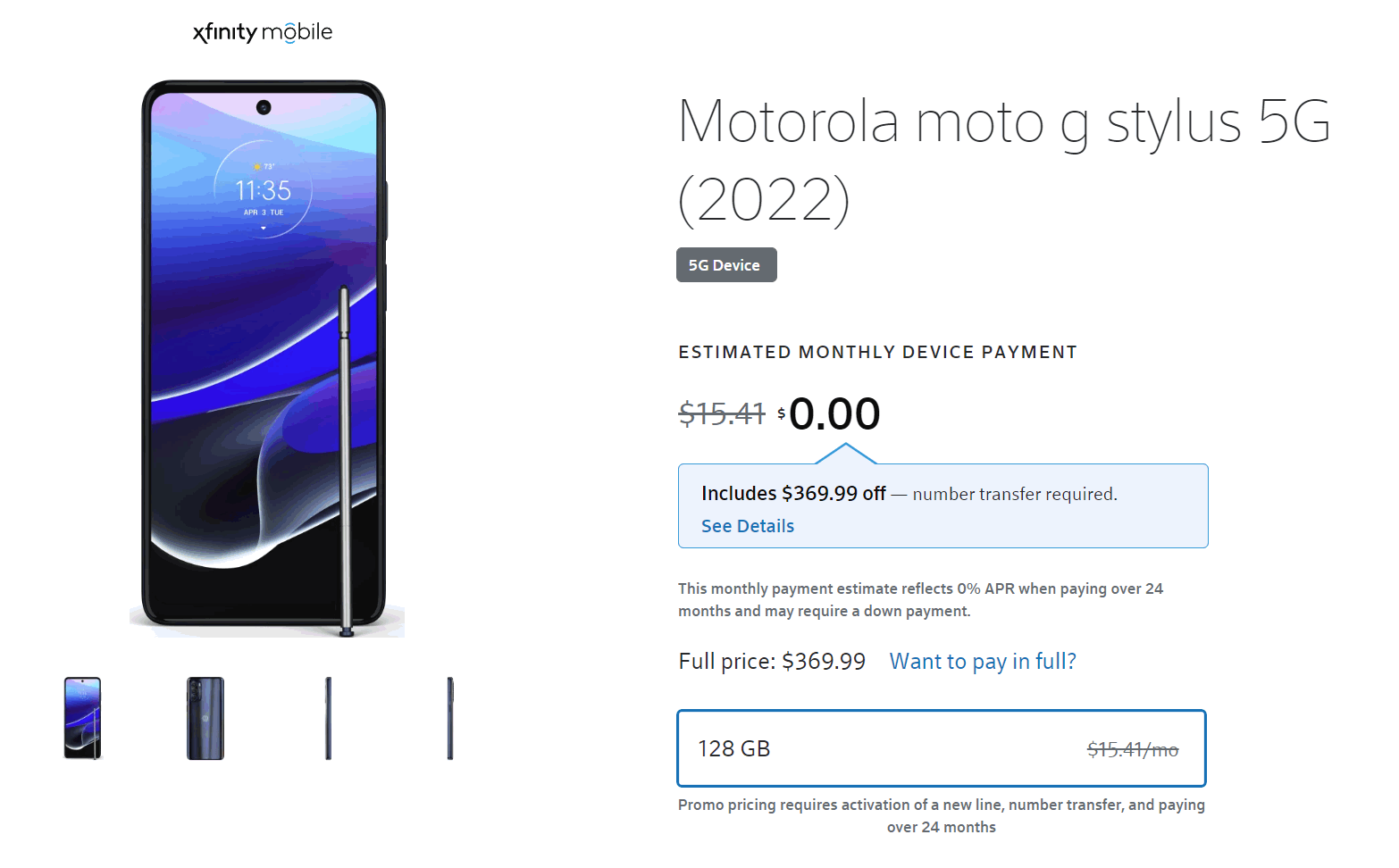 Xfinity Mobile Free Motorola Moto G Stylus 5G