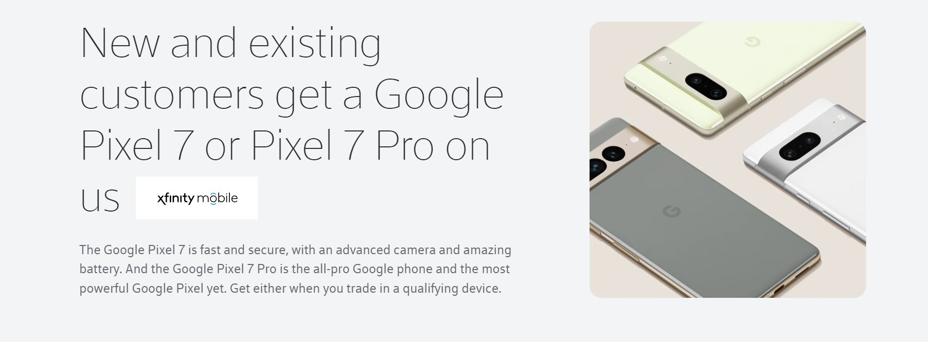 Xfinity Mobile Free Google Pixel 7/7 Pro On Us Offer
