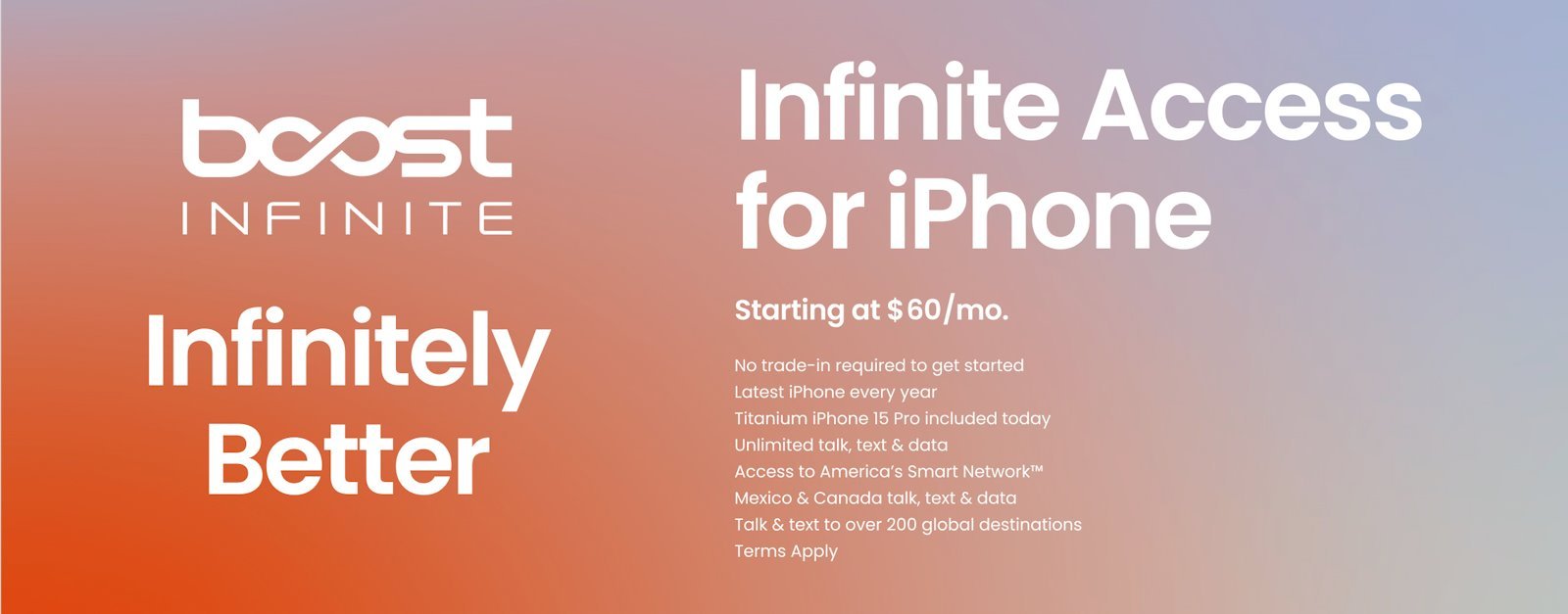 Boost Infinite Access for iPhone Plan Details Image