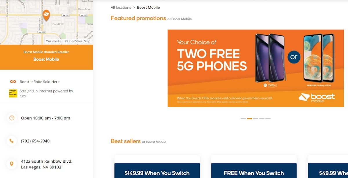 Boost Mobile Store Locator Shows Boost Infinite Sold Here For Las Vegas Area Stores