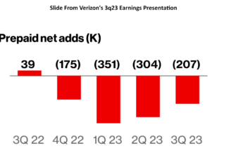 Verizon 3Q23 Earnings Release Slide Showing Prepaid Losses