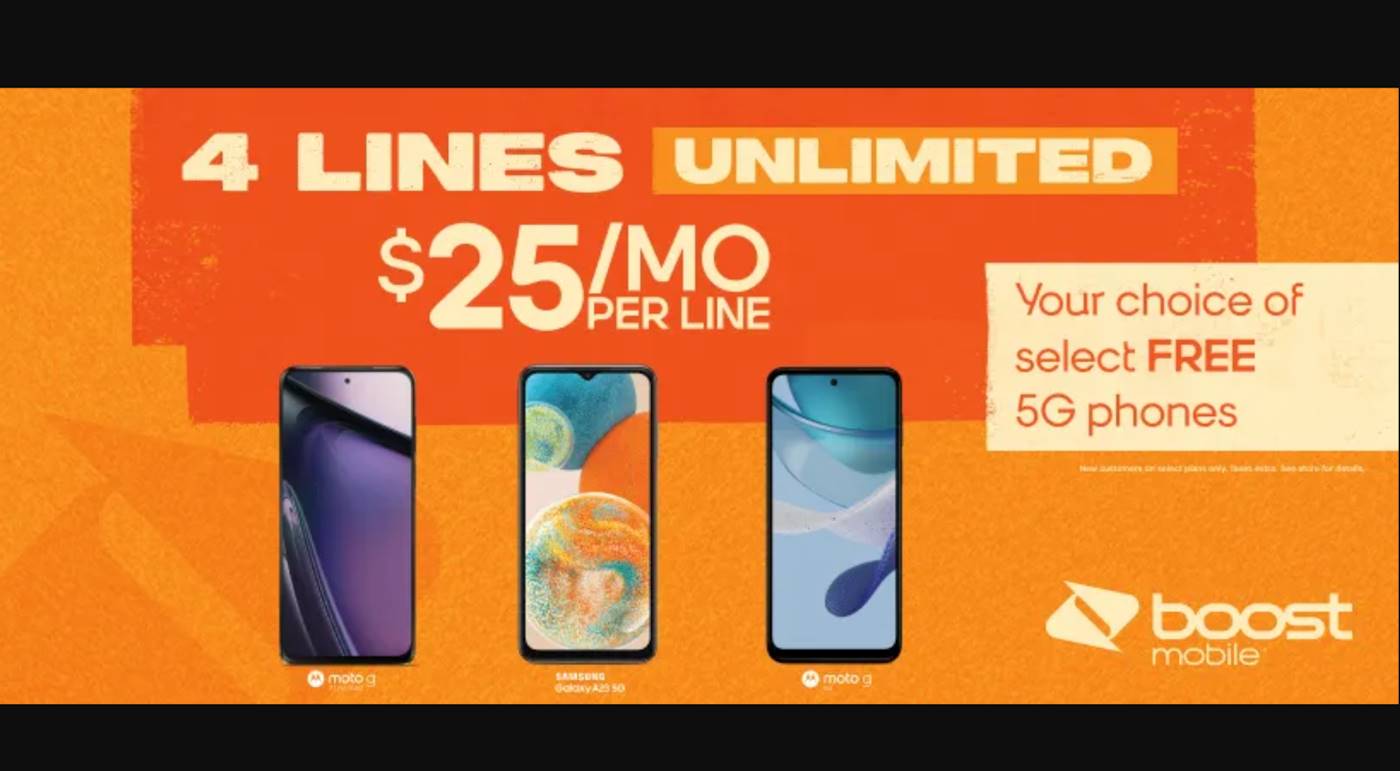 Boost Mobile 4 Unlimited Lines For $100 Holiday 2023 Offer