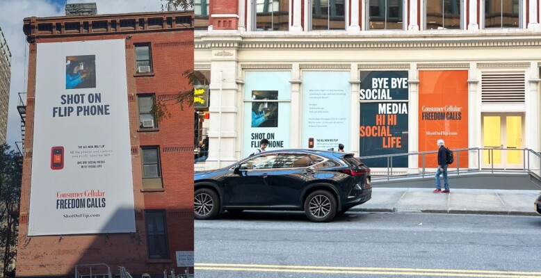 Consumer Cellular Shot on Flip Phone Marketing Campaign Displayed Throughout NYC Area