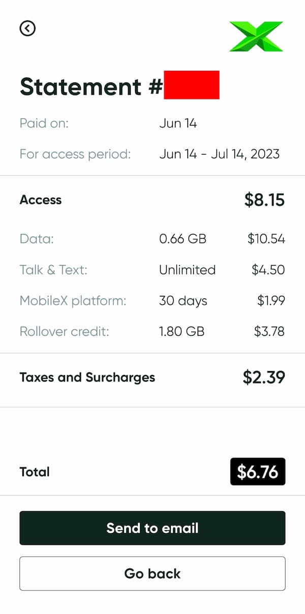 MobileX Unused Data Rollover Credit