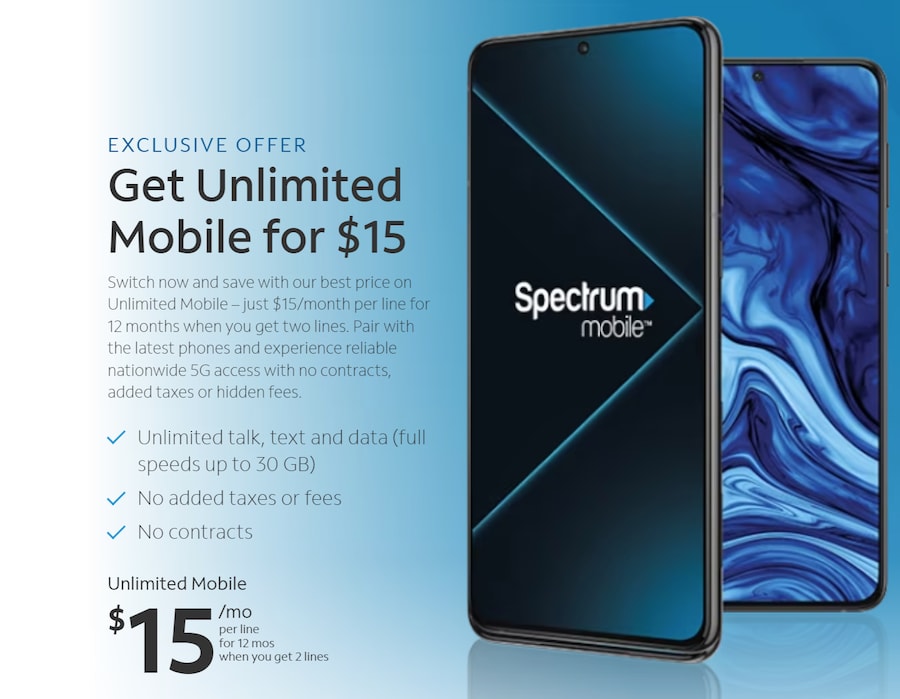 Best Cheap Cell Phone Plan For Couples And Seniors - Spectrum Mobile Unlimited Plan
