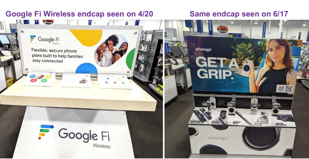 Google Fi Endcaps Removed From Best Buy (Pic via Wave7 Research)