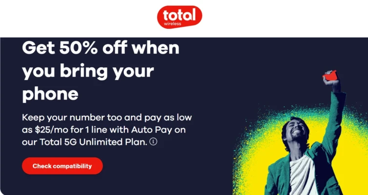 Total Wireless 50 Percent Off Unlimited BYOD Offer