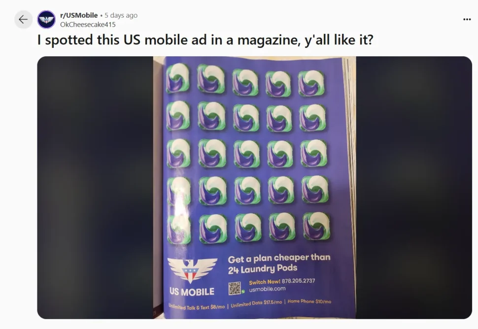 US Mobile print ad in Weekly Link magazine